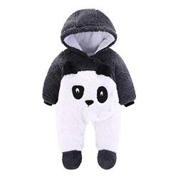 Fancyland Baby Strampler Neugeborenes Unisex Cartoon Baby Strampelanzug mit Kapuze, 0-24 Monate (Länge56cm, Panda) von Fancyland