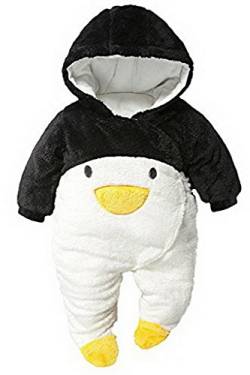 Fancyland Baby Strampler Neugeborenes Unisex Cartoon Baby Strampelanzug mit Kapuze, 0-24 Monate (Länge61cm, Pinguin) von Fancyland