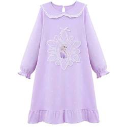 Fancyland ELSA Mädchen Nachthemd Kinder Frozen 2 Schlafanzug Nachtkleider Langarm Eiskönigin 2 Prinzessin Eisprinzessin (Lila, 140) von Fancyland