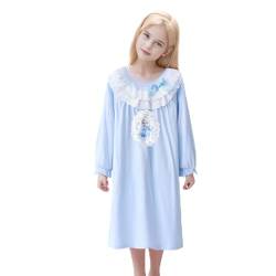 Fancyland ELSA Mädchen Nachthemden Kinder Frozen 2 Schlafanzug Nachtwäsche Langarm Eiskönigin 2 Prinzessin Eisprinzessin (Blau Kleid, 110) von Fancyland
