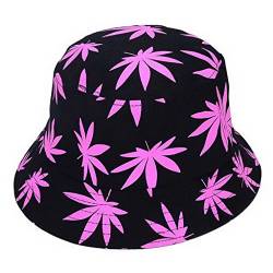 Fancyland Unisex Buschhut Sonnenhut Bucket Hat Fischerhut Cannabis Muster Mütze Sommer Outdoor Fischermütze (Rosa) von Fancyland