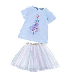 Frozen - Eiskönigin 2 T-Shirt und Rock als Set| Anna und ELSA Kinder| Sommer Pailletten Funkelnd Tutu (as3, numeric, numeric_100, numeric_110, regular, 3D-Blau) von Fancyland