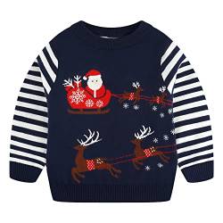 Fandecie Kinder Rundhals Christmas Sweater Jungen Weihnachtspullover Strickjacken Gestrickt Strickpullover Herbst Winter Langarm Sweater Pullis von Fandecie
