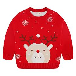 Fandecie Kinder Rundhals Christmas Sweater Jungen Weihnachtspullover Strickjacken Gestrickt Strickpullover Herbst Winter Langarm Sweater Pullis von Fandecie