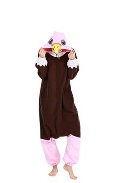 Onesie Jumpsuit Tier Kostuem Damen Herren Pyjama Fasching Halloween Schlafanzug Cosplay Erwachsene Karneval Einteiler,Ostrich von Fandecie