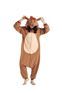 Pyjamas Onesies Cosplay Erwachsene Unisex Damen Herren Tier Pyjama Fasching Halloween Schlafanzug Karneval Einteiler,Kamel von Fandecie