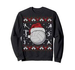 Volleyball Ball Santa Hat Ugly Christmas Sweater Gift Sweatshirt von Fandy Funny Volleyball Clothing
