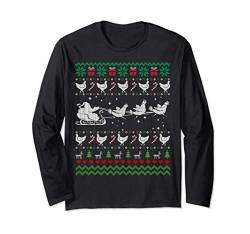 Funny Chicken And Santa Ugly Christmas Sweater Thanksgiving Langarmshirt von Fandy Most Wonderful Christmas Ugly Sweater