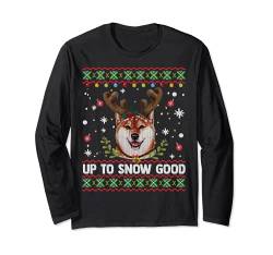 Shiba Inu Hund Rentier Ugly Christmas Sweater Langarmshirt von Fandy Most Wonderful Christmas