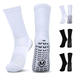 Faneam 4 Paar Grip Fußball Socken Rutschfeste Fußballsocken Sport Socken Anti Rutsch für Herren Damen Grip Athleticsocke für Basketball,Radfahren,Laufen,Yoga,Größe 36-40,Weiß und Schwarz von Faneam