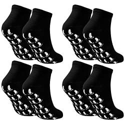 4 Paare Yoga Socken Anti Rutsch Socken, Rutschsocken rutschfeste Stoppersocken, Baumwolle Antirutsch Sportsocken Haussocken für Damen & Herren EU 37-42, Pilates Tanz Trampolin (Schwarz) von Fangehong