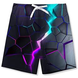 Fanient Badehose Jungen Lava Crack Drucken Shorts Schnelltrocknend Boardshorts mit Netzfutter Taschen Urlaub Shorts 7-8 Jahre von Fanient