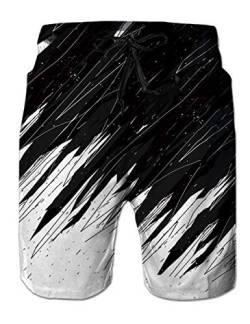 Fanient Herren Badehose Schwarz Weiß Badeshorts Strandkleidung Sports Running Baden Strand Surf Herren Board Shorts L von Fanient