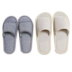 Fanny 6 Paars Gästehausschuhe Set Hotelslipper Universalgröße Hausschuhe Hochwertig Waschbar Antirutsch Hotel Badeslipper, Damen und Herren (3 Paar mittelgroßes Beige + 3 Paar großes Grau) von Fanny