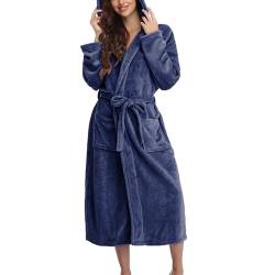 Bademantel Damen Flauschig Weicher Mantel Bademantel Home Schal Winter Nachtwäsche Mädchen Hausmantel Home Kleidung Langarm Robe Plüsch und Kuscheliger Bademantel für Frauen von Fannyfuny