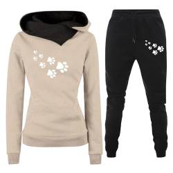 Damen Trainingsanzug Set 2-Teilig Heartbeat Print Hoodie Jogginghose Sweatshirt Hose Zweiteiler Jogginganzüge Damen Kapuzenpullover Sporthose Set Herbst Winter Sportanzug Hausanzug Y2K 2024 Hoodies von Fannyfuny