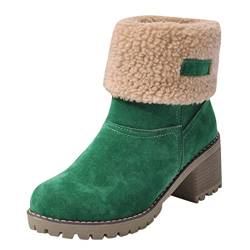 Damenstiefel Winter, Senioren-Winterstiefel mit klobigem Absatz, Winter-warme Schnee-Stiefeletten-Schuhe für Damen, stiefeletten damen winter, warme winterschuhe damen, winterboots damen gefüttert von Fannyfuny