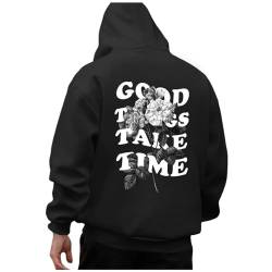 Essentials Hoodie Herren Oversize Mit Backprint Y2K Hoody Mit Kapuze Basic Pullover Vintage Print Hoodies Für Männer Anime Kapuzenpullover Schwarzer Coole Streetwear Drip Klamotten Oversized Pulli von Fannyfuny