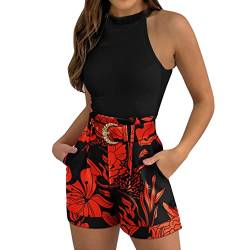 Fannyfuny Anzug Damen Sportlich Elegant 3 Teiler Sommer Top Und Shorts Und Gürtel Set Bussiness Outfit Sexy Kurz Bekleidung Hosenanzug Slim Fit Streetwear Blazer Anzüge Kombi S-XXL von Fannyfuny