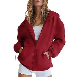 Fannyfuny Damen Hoodie Lang Langarm Sweatjacke Kapuzen-Fleecejacken Daumenloch Casual Workout Crop Tops Cropped Sweatshirt mit Kapuze Plus Size Sportliche Hoodie mit Reißverschluss von Fannyfuny