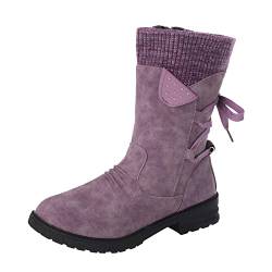 Fannyfuny Damen-Stiefel Hohe-Stiefel Lange-Stiefel Boots: Mit Absatz Sexy Flach Winterstiefel Wasserdicht Lässige Overknee Bequeme Westernstiefel Seitlicher Reißverschluss Gefüttert Gummistiefel von Fannyfuny