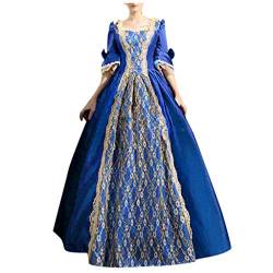 Fannyfuny Faschingskostüme Damen Königin Renaissance Retro Partykleid Damen Abendkleid Bound Waist Elegantes Partykleid Mittelalter Renaissance Lang Kleid Karneval Halloween Party Prinzessin Kostüm von Fannyfuny