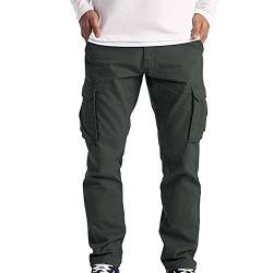 Fannyfuny Herren Cargohose mit Taschen Outdoor Cargo Hose Männer Sommer Unifarben Hose Combat Tactical Hose mit vielen Taschen Ranger Hose Arbeitshose Frachthose Men Pants Herrenhose Teen Jungen von Fannyfuny