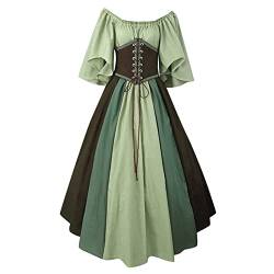 Fannyfuny Mittelalter Kleid Mädchen Renaissance Retro Partykleid Mittelalter Kostüme Damen Gothic Kleider Halloween Karneval Kostüm Damen Vintage Maxikleid für Halloween Karneval Kostüm von Fannyfuny