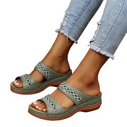 Fannyfuny Pantoletten Damen Mit Absatz - Damen Pantoletten Korfu - Modische Sandalen mit 2 verstellbaren Riemen - Herren Hausschuhe mit Sohle aus feinstem Veloursleder und Natur Kork-Fussbett 37-42 von Fannyfuny