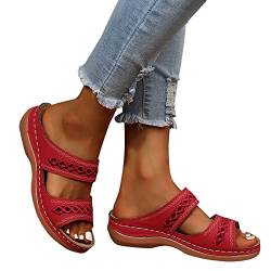 Fannyfuny Pantoletten Damen Mit Absatz - Damen Pantoletten Korfu - Modische Sandalen mit 2 verstellbaren Riemen - Herren Hausschuhe mit Sohle aus feinstem Veloursleder und Natur Kork-Fussbett 37-42 von Fannyfuny