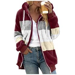 Fannyfuny Softshell Arbeitsjacke, Hoodie Damen Kapuzenpullover Oversize Mantel Winter Plüschjacke Elegant Teddy-Fleece MäDchen Zip Hoodie Kapuzenpullover Sweatshirt mit Kapuze von Fannyfuny