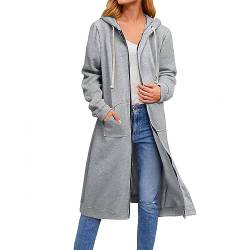 Fannyfuny Strickjacken für Damen Lang mit Kapuze Große Größen Mode Cardigan Jacke Kapuzenjacke mit Taschen Herbst Winter Warm Hoodie Jacke Winddicht Outwear Übergangsjacke mit Reißverschluss von Fannyfuny