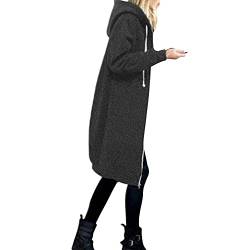 Fannyfuny Strickjacken für Damen Lang mit Kapuze Große Größen Mode Cardigan Jacke Kapuzenjacke mit Taschen Herbst Winter Warm Hoodie Jacke Winddicht Outwear Übergangsjacke mit Reißverschluss von Fannyfuny