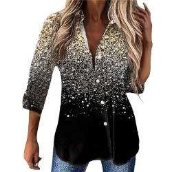 Fannyfuny Tunika Damen Elegant Festlich Langarm Pailletten Oberteil Festliche Bluse Tunika Lässig Rundhals Glitzer Oberteile Langarmshirt Glitzer Oberteile Festlich Silber Damenbluse Große Größen von Fannyfuny