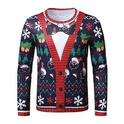 Fannyfuny Weihnachtshemd Herren Langarm, Weihnachten Muster 3D Bedruckte Hemd Freizeithemd Männer Langärm Slim Fit Christmas Shirt Hawaiihemd Stehkragen Lustige Funky Hemden Langarmhemd Langarmshirt von Fannyfuny