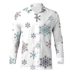 Fannyfuny Weihnachtshemd Herren Langarm, Weihnachten Muster 3D Bedruckte Hemd Freizeithemd Männer Langärm Slim Fit Christmas Shirt Hawaiihemd Stehkragen Lustige Funky Hemden Langarmhemd Langarmshirt von Fannyfuny