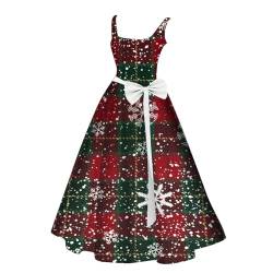 Fannyfuny Weihnachtskleid Damen Elegant Sexy Ärmellos Vintage Weihnachtskleider für Damen Etuikleid Damen Kleid Kleider Frauen Blusenkleid Christmas Dresses Mädchen Rot Festlich Festival Große Größe von Fannyfuny