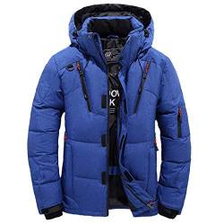 Fannyfuny Wintermantel Jacken Herren Steppjacke Winterjacke mit Kapuze Männer Winter Herbst verdickte Warm Daunenjacke Kapuzenjacke Outdoor Casual Übergangsjacke Trenchcoat Mantel Schwarz M-XXXL von Fannyfuny