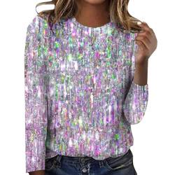 Festliche Oberteile Damen Glitzer, Elegant Sexy Silvester Outfit Pailletten Oberteil Modern Casual mit Glitzer Shirt Glitzer Oberteile Herbst Winter Große Größen Langarm Tunika Festliche Blusen von Fannyfuny