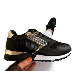 Glitzer Sneaker Damen Schwarz Wedges Keilabsatz Schuhe Sale Fußballschuhe Casual Trainingsschuhe Walking Shoes Freizeitsportschuhe Für Sport Trekking Workout von Fannyfuny