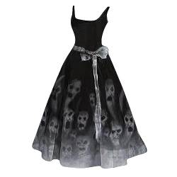 Halloween Kleidung mit blutigem Aufdruck, lässig, Party, Rundhalsausschnitt, sexy, ärmellos Halloween Kostüm Mittelalter Kleidung Rockabilly Cocktailkleid Tunikakleider Rundhals Schwingen Gastkleider von Fannyfuny