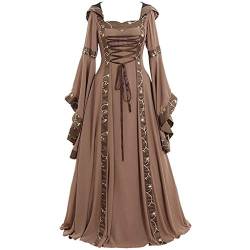 Mittelalter Kleidung Damen Korsett Festliches Kleider Damen Abendkleid Festlich Halloween Karneval Gothic Kleider Damen Retro Mittelalter Kleid Damen Vintage Maxikleid für Halloween Karneval Kostüm von Fannyfuny