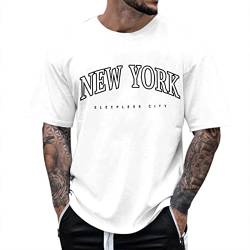 Tshirt Herren Oversize Rundhals Kurzarm Lose Sommer Oberteile Mode T-Shirt mit Los Angeles Grafik Kreativen Buchstaben Vintage Drucken Streetwear Sport Casual Lang Tops Athletic Fit Tee top von Fannyfuny