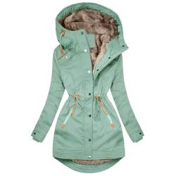 Winter Hoodie Damen Gefüttert, Damen Mantel Winterjacke Warm Lang Winterparka mit Kapuze Fell Kragen Trenchcoat Gefüttert Teddyfleece üBergangsjacke Daunenmantel Frauen Steppmantel Softshelljacke von Fannyfuny