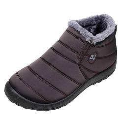 Winter Stiefeletten Damen Gefüttert, Kurzschaft Barefoot Shoes Waterproof Stiefeletten Flach Boots Wasserdicht Winterstiefel Winter Schlupfstiefel Rutschfest Schuhe Leicht Barfussschuhe Stiefel von Fannyfuny