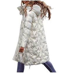 Winterjacke Damen Gefüttert, Lange Snowboardjacke Teddyfell Wachsjacke Oversize Softshellmantel Winter Plüschjacke Warmer Windjacke Solide Dicke Daunenmantel Langarm Outdoorjacke Kapuzenjacke von Fannyfuny