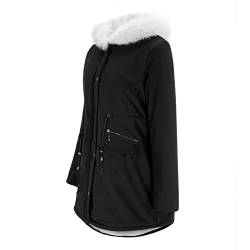 Winterjacke Damen mit Fellkapuze Lang Warm Gefüttert Oversized Wintermantel Übergangsjacke Casual Elegant Fleece Jacke Mantel Plüsch Plüschjacke Plüschmantel Fleecejacke Fleecemantel Kapuzenmantel von Fannyfuny