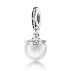 925 Sterling Silber Perle Anhänger Dangle Charms Engel Flügel Charme für Frauen Mädchen Fit Armband Halsketten … (Perle) von Fanona
