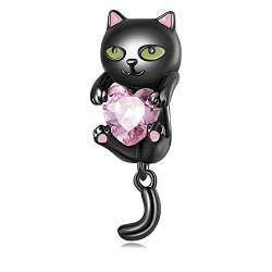 Fanona Charms für Pandora Armbänder,925 Sterling Silber Cartoon Black Cat Charm Beads Schmuck Geschenk für Frau Teen Girl von Fanona