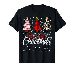 Merry Christmas Trees Xmas – Plaid & Leopard Gepardendruck T-Shirt von Fantabulous Acc